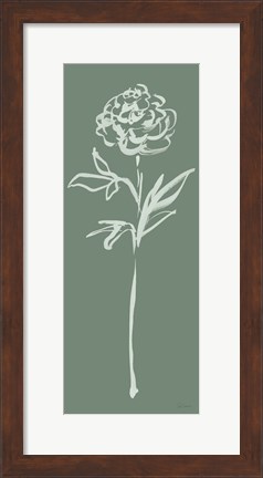 Framed Floral Line II Green Print