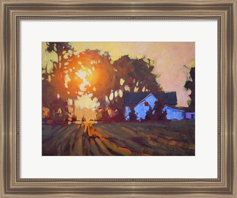 Framed Sunrise Over Farmhouse Print