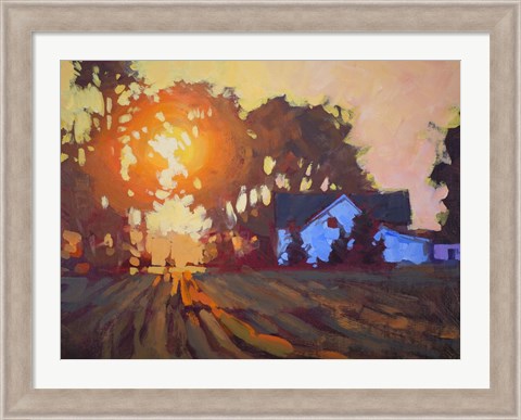 Framed Sunrise Over Farmhouse Print