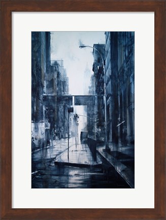 Framed Lower Broadway, rain Print