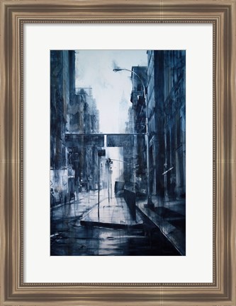 Framed Lower Broadway, rain Print