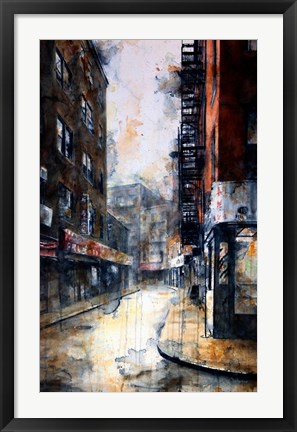 Framed Doyers Street at Pell, rain Print