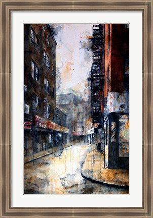 Framed Doyers Street at Pell, rain Print