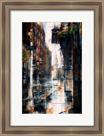 Framed Transfiguration Church, Mott street, rain Print