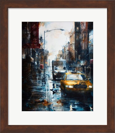 Framed 39 Mott Street, rain Print