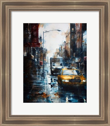 Framed 39 Mott Street, rain Print