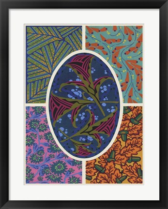 Framed Art Deco Florals II Print