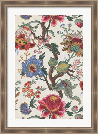 Framed Vintage Jacobean Floral I Print