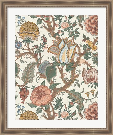 Framed Pastel Jacobean Floral I Print