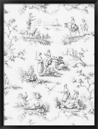 Framed Toile Design in Grey Print