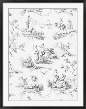 Framed Toile Design in Grey Print