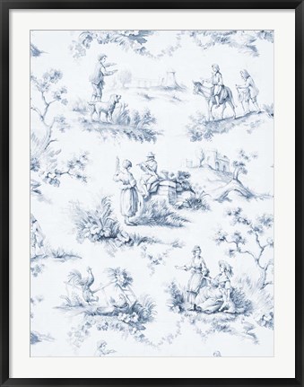 Framed Toile Design in Blue Print