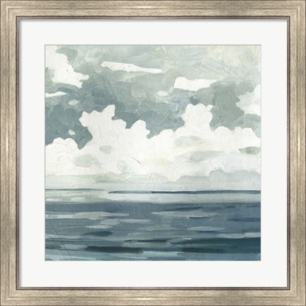 Framed Textured Blue Seascape II Print