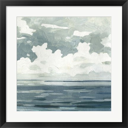 Framed Textured Blue Seascape II Print