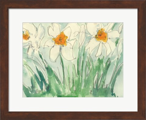 Framed Daffodils Orange and White I Print