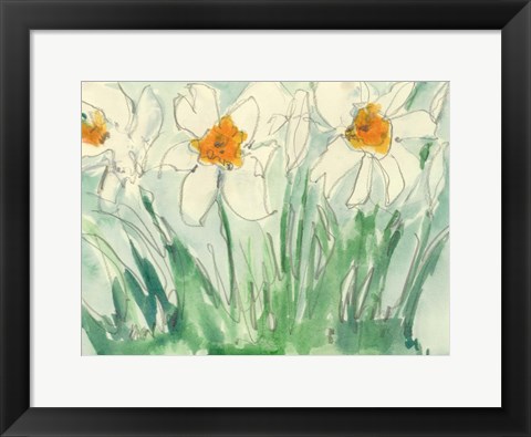 Framed Daffodils Orange and White I Print