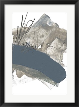 Framed Blue &amp; Grey Swipe III Print