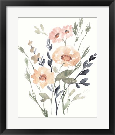 Framed Peach &amp; Paynes Bouquet I Print