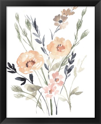 Framed Peach &amp; Paynes Bouquet II Print