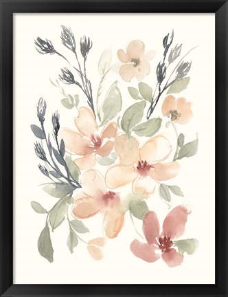 Framed Peachy Pink Blooms I Print