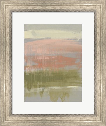 Framed Coral &amp; Olive Striations I Print