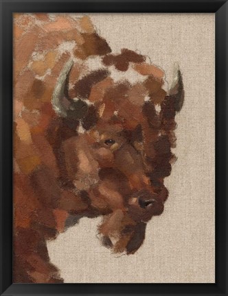 Framed Tiled Bison I Print