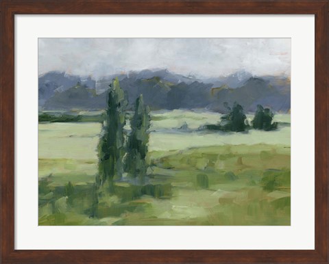 Framed Misty Green Valley I Print