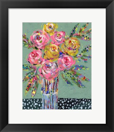 Framed Bright Colored Bouquet I Print