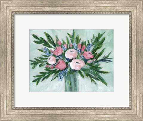 Framed Pink Rosette Bouquet I Print