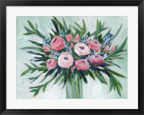 Framed Pink Rosette Bouquet II Print