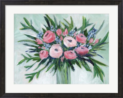 Framed Pink Rosette Bouquet II Print