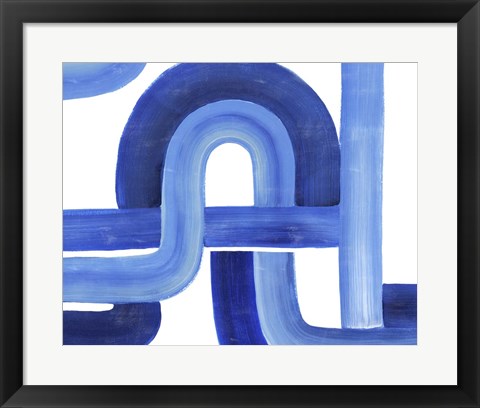 Framed Woven Cobalt I Print