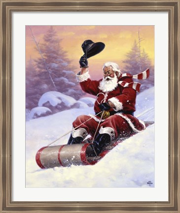 Framed Here Comes Santa Print