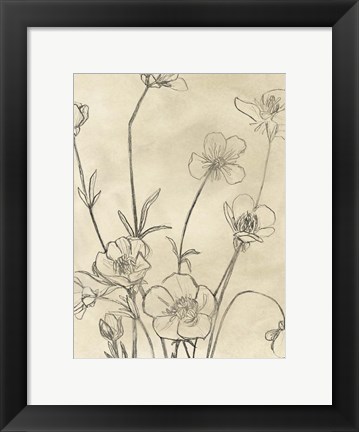 Framed Vintage Wildflowers I Print