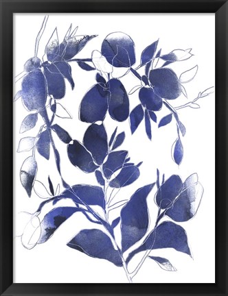 Framed Indigo Branch I Print