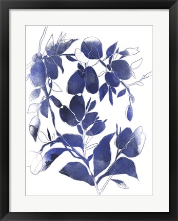 Framed Indigo Branch I Print