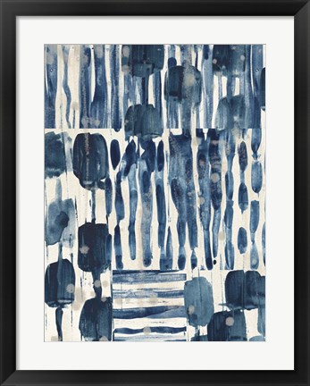 Framed Indigo Patchwork I Print