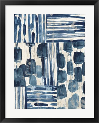 Framed Indigo Patchwork II Print