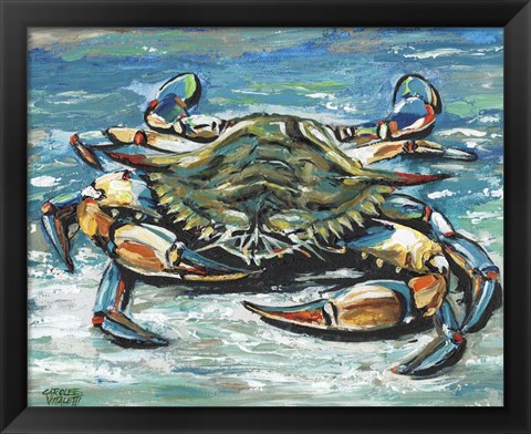 Framed Blue Palette Crab I Print