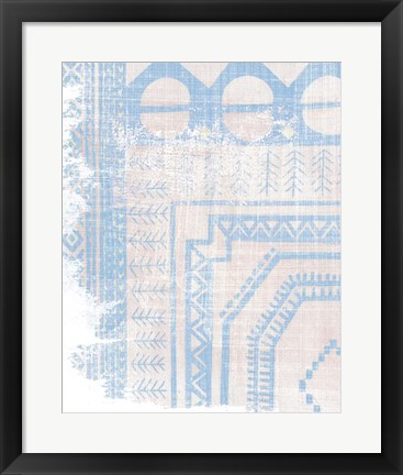 Framed Baby Blue Textile I Print