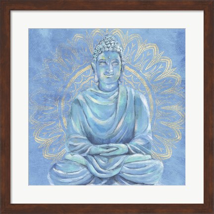 Framed Buddha on Blue I Print