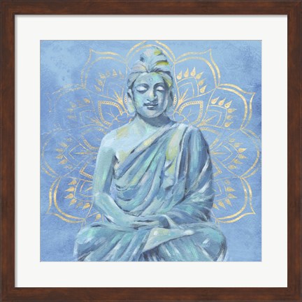 Framed Buddha on Blue II Print