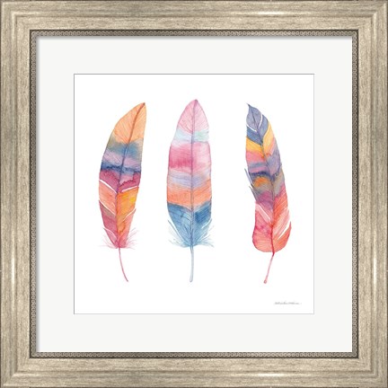 Framed Boho Feathers I Print