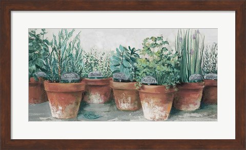 Framed Pots of Herbs II Cottage Print