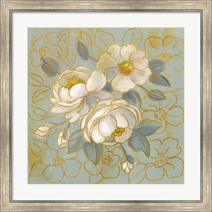 Framed Sage Floral I Print