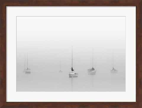 Framed Six Moored Sailboats Print