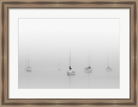 Framed Six Moored Sailboats Print