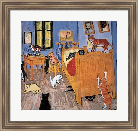 Framed Van Gogh Arles Cat Print