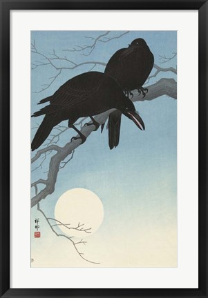 Framed Two Crows on a Branch, 1927 Print