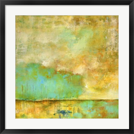 Framed Deep Breath, Teal Trees, Stillness Print